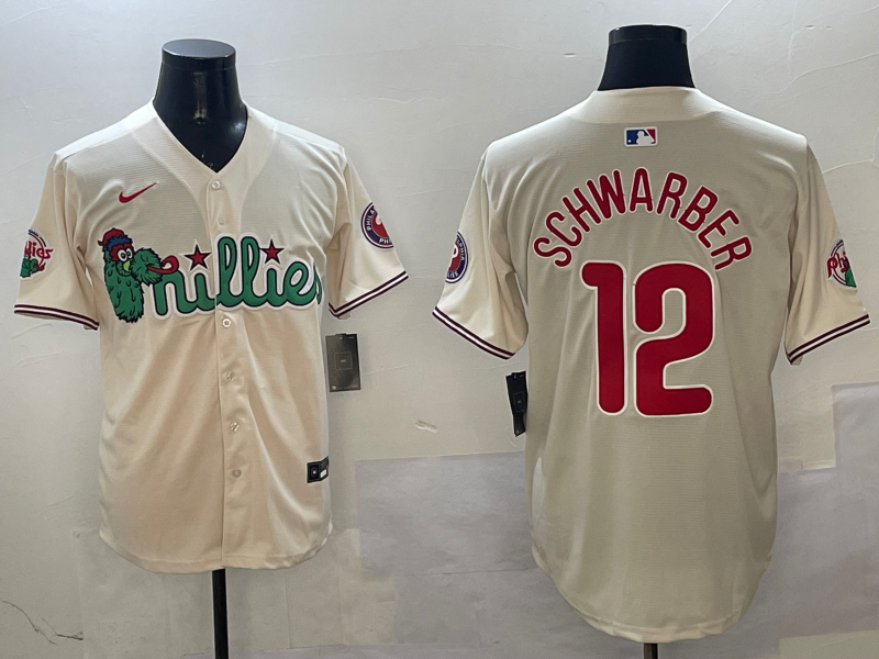 Men's Philadelphia Phillies Kyle Schwarber #12 Cream Jersey